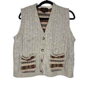 Eddie Bauer Vintage Wool Men’s Sweater Vest Size Large Grandpacore Academia